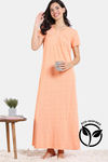 Zivame Pixel Play Knit Cotton Full Length Nightdress - Mock Orange — thumbnail 1
